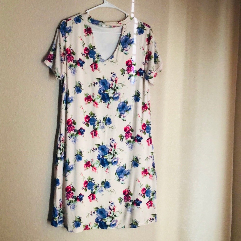 PinkBlush maternity short sleeve floral dress